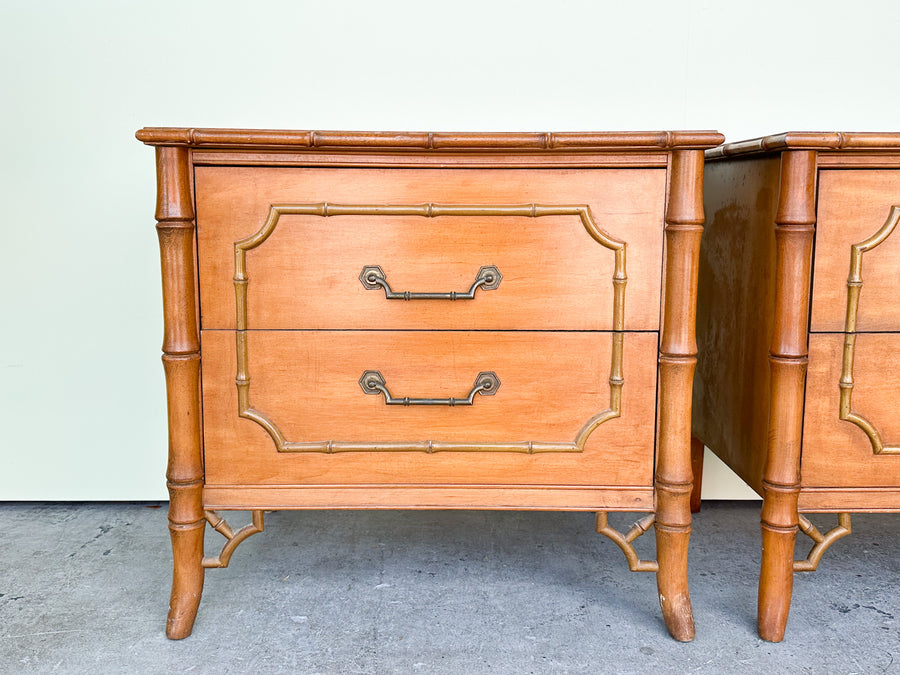 Pair of Palm Beach Faux Bamboo Nightstands
