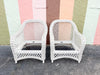 Pair of Palm Beach Braided Lattice Wicker Chairs