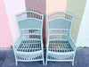 Pair of Seafoam Rattan Side Chairs