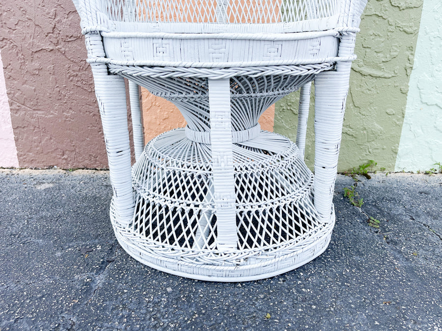 Petite White Rattan Peacock Chair