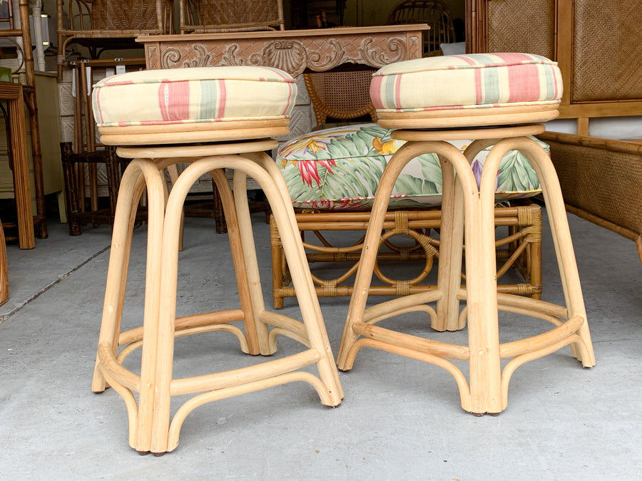 Pair of Rattan Bar Stools