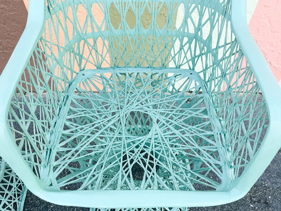 Pair of Seafoam Webspun Bar Stools