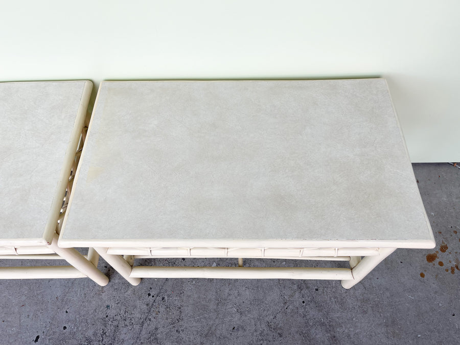 Pair of Ficks Reed Rattan End Tables