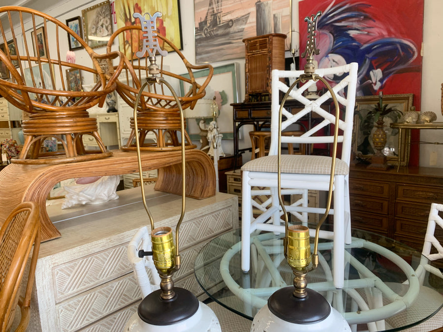 Pair of Cherry Blossom Pierced Lamps