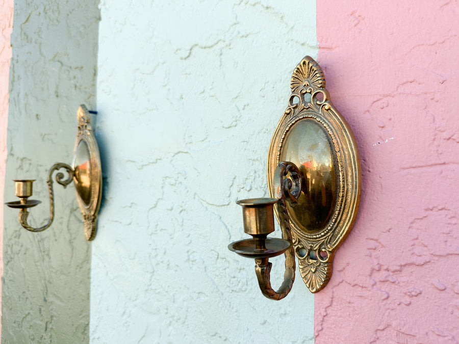 Pair of Petite Brass Wall Sconces