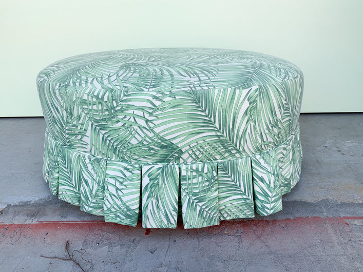 Palm Frond Upholstered Ottoman