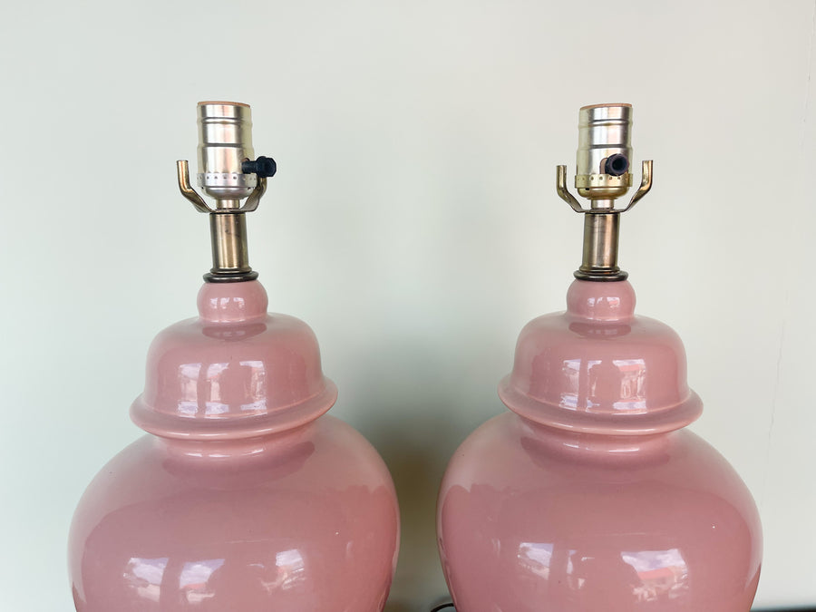 Pair of Pink Chic Ginger Jar Lamps