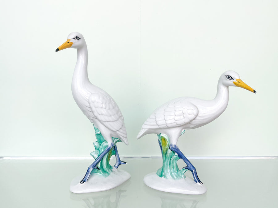 Pair of Italian Ceramic Herons