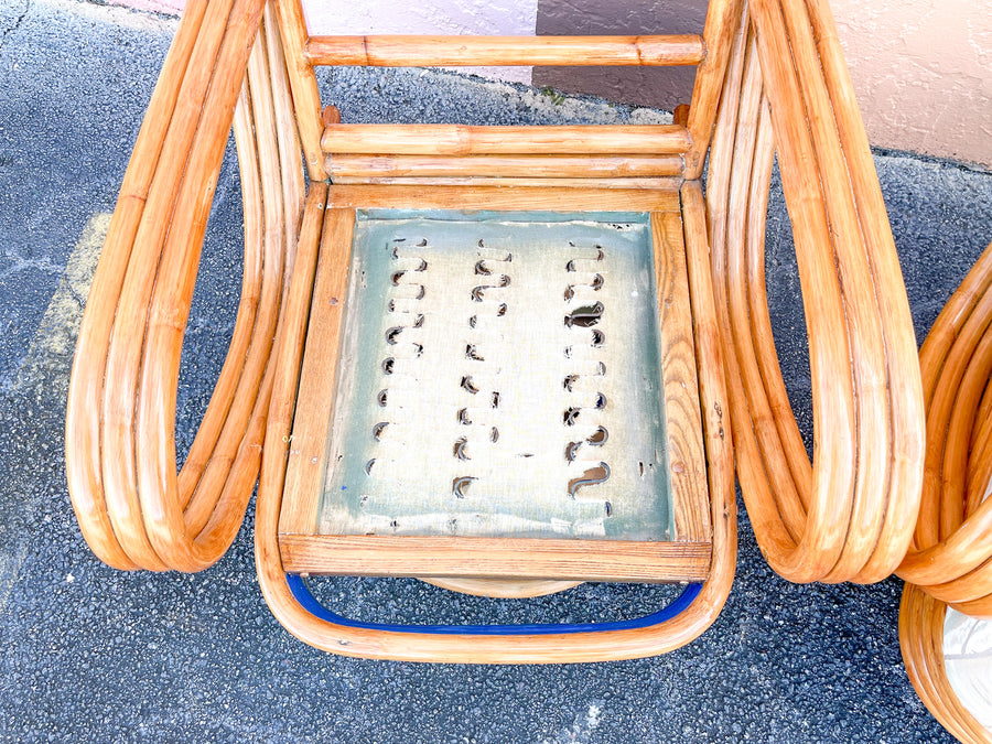Pair of Rattan Swivel Lounge Chairs
