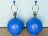 Pair of Cobalt Blue Sphere Lamps