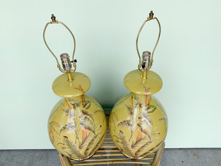 Pair of Tropical Chartreuse Lamps