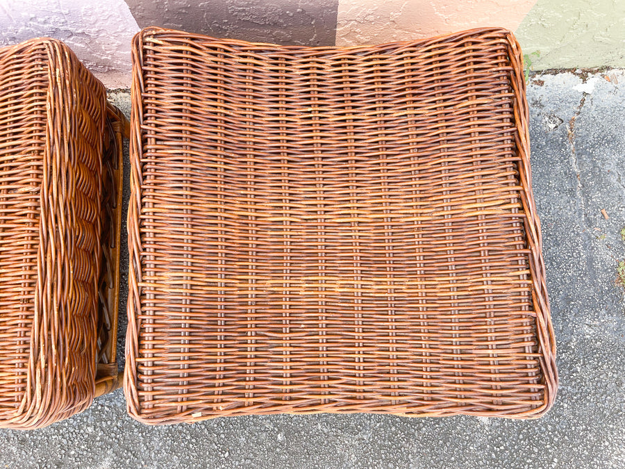 Pair of Rattan Ottomans