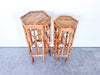 Pair of Tortoiseshell Rattan Plant Stands