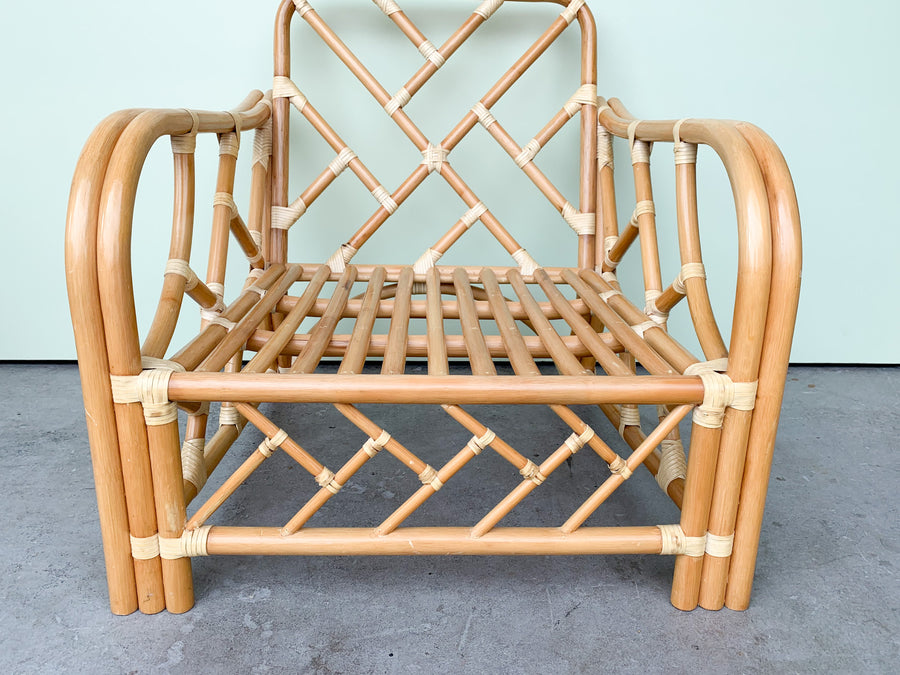 Pair of Rattan Chippendale Lounge Chairs