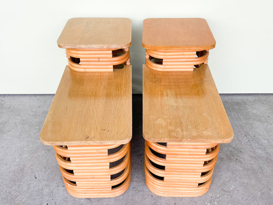 Pair of Frankl Style Rattan Side Tables