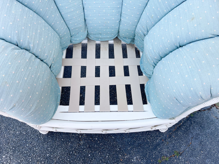 Oversized Ficks Reed Lattice Rattan Lounge Chair