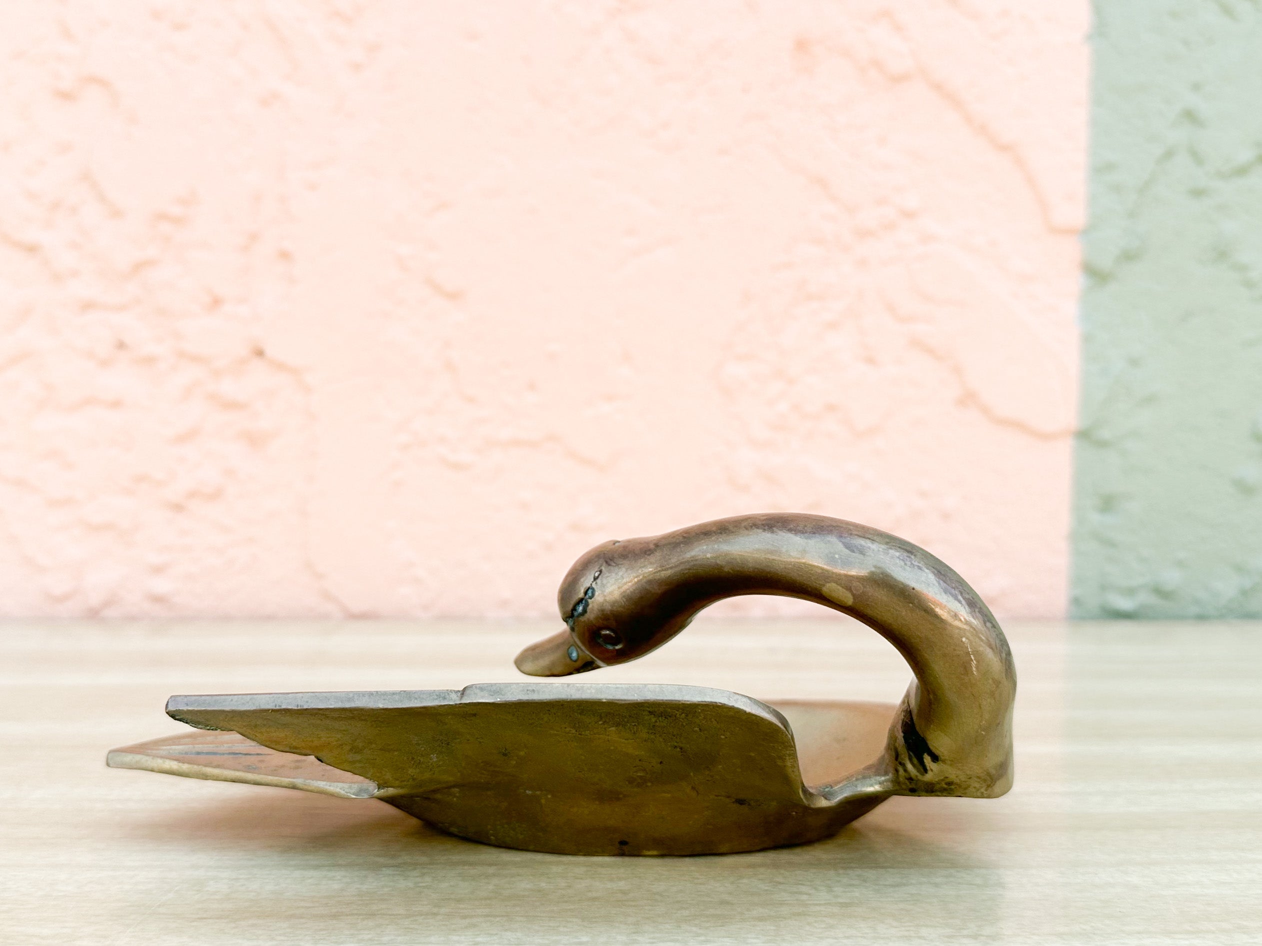 Vintage brass on sale swan standing dish