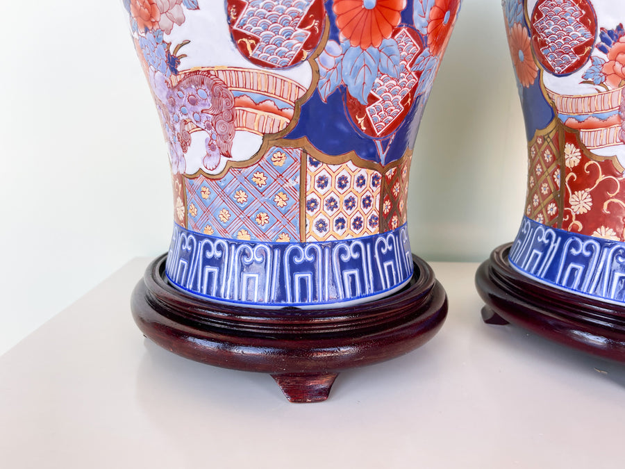 Pair of Cinnamon and Blue Ginger Jars