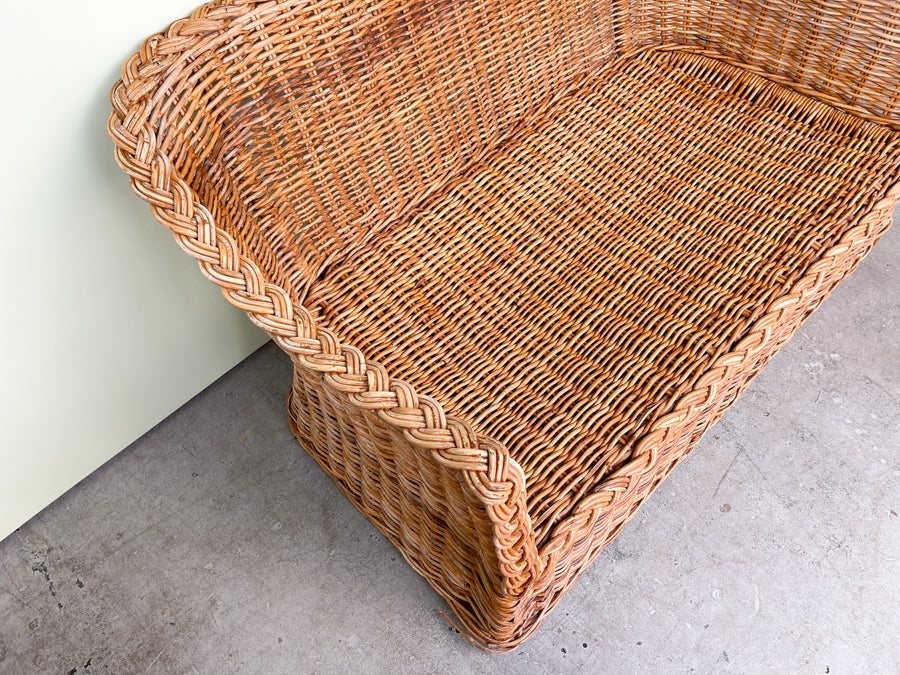 Braided Rattan Settee