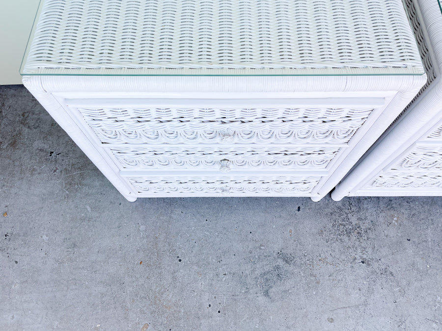 Pair of Wicker Chic Oversized Nightstands