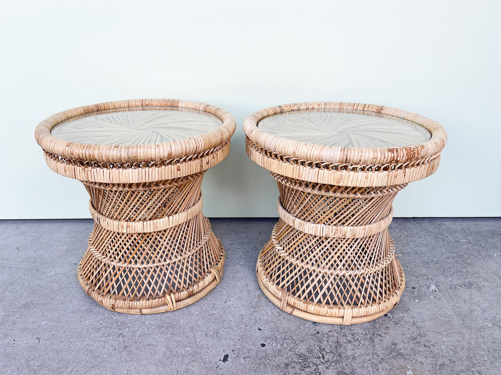 Pair of Petite Island Style Drum Tables