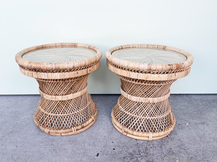 Pair of Petite Island Style Drum Tables