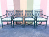 Set of Four Hunter Green Rattan Arm Chairs