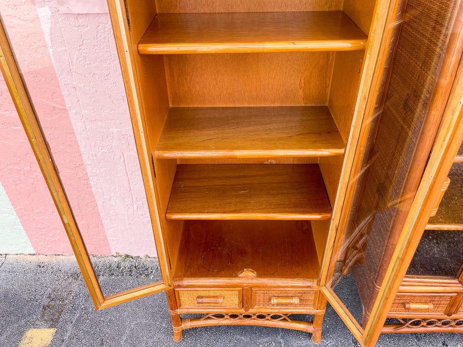 Pair of Island Style Rattan and Seagrass Cabinets