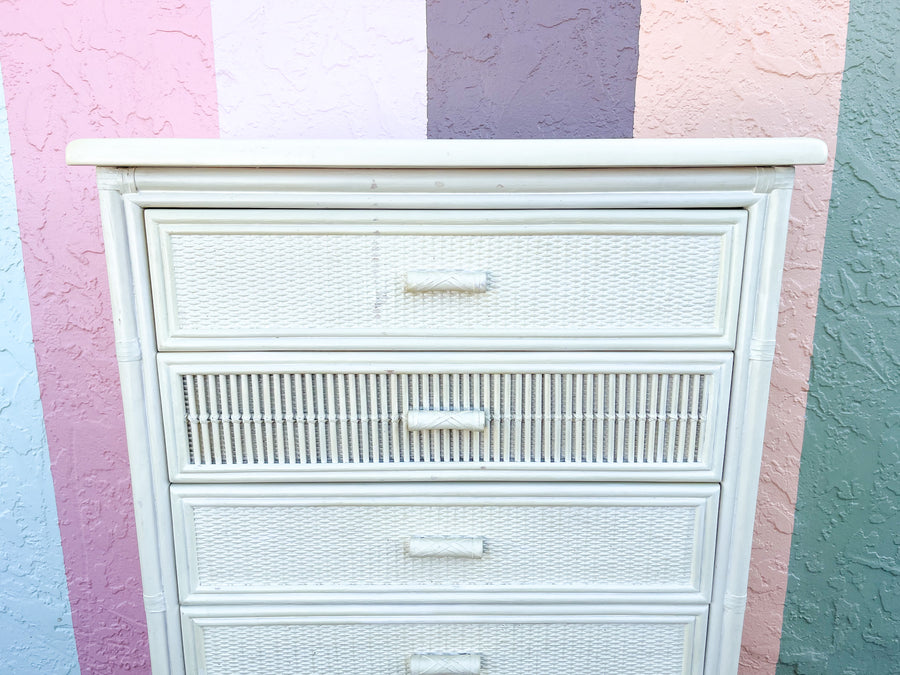 Rattan and Stick Wicker Tall Chest