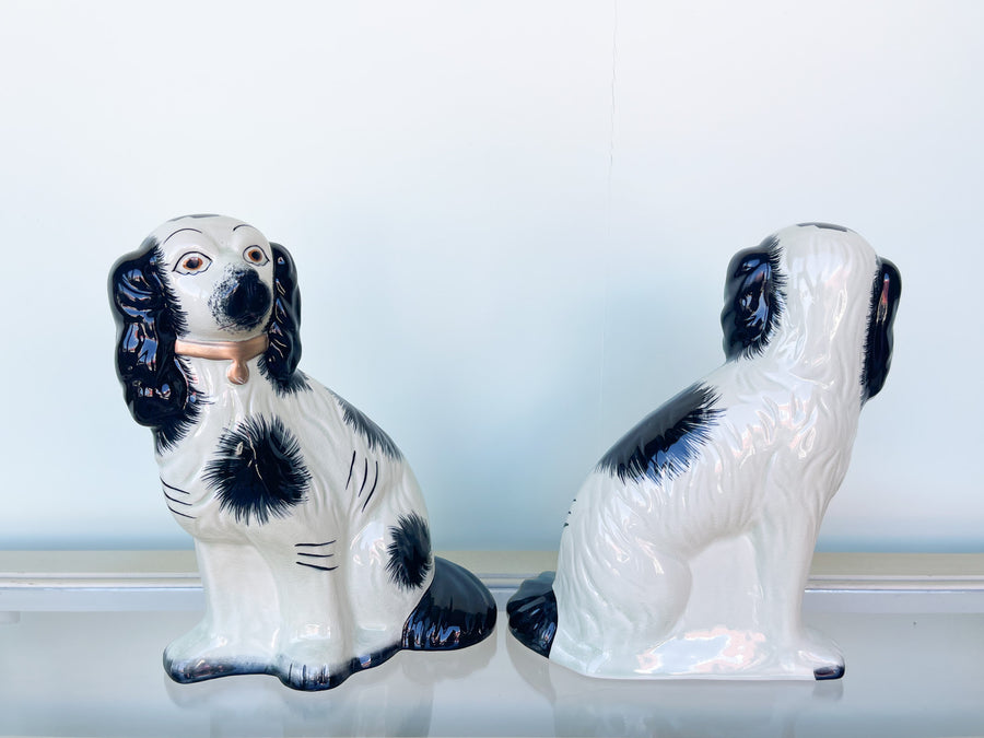 Pair of Black and White Dog Figurines