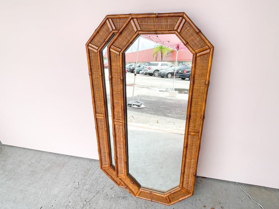 Pair of Faux Bamboo Octagon Mirrors