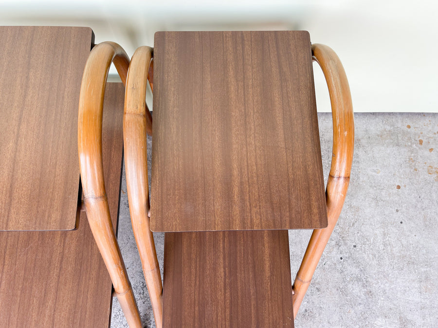 Pair of MCM Rattan Side Tables
