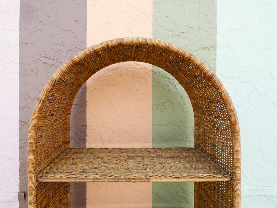 Large Rattan Arch Etagere