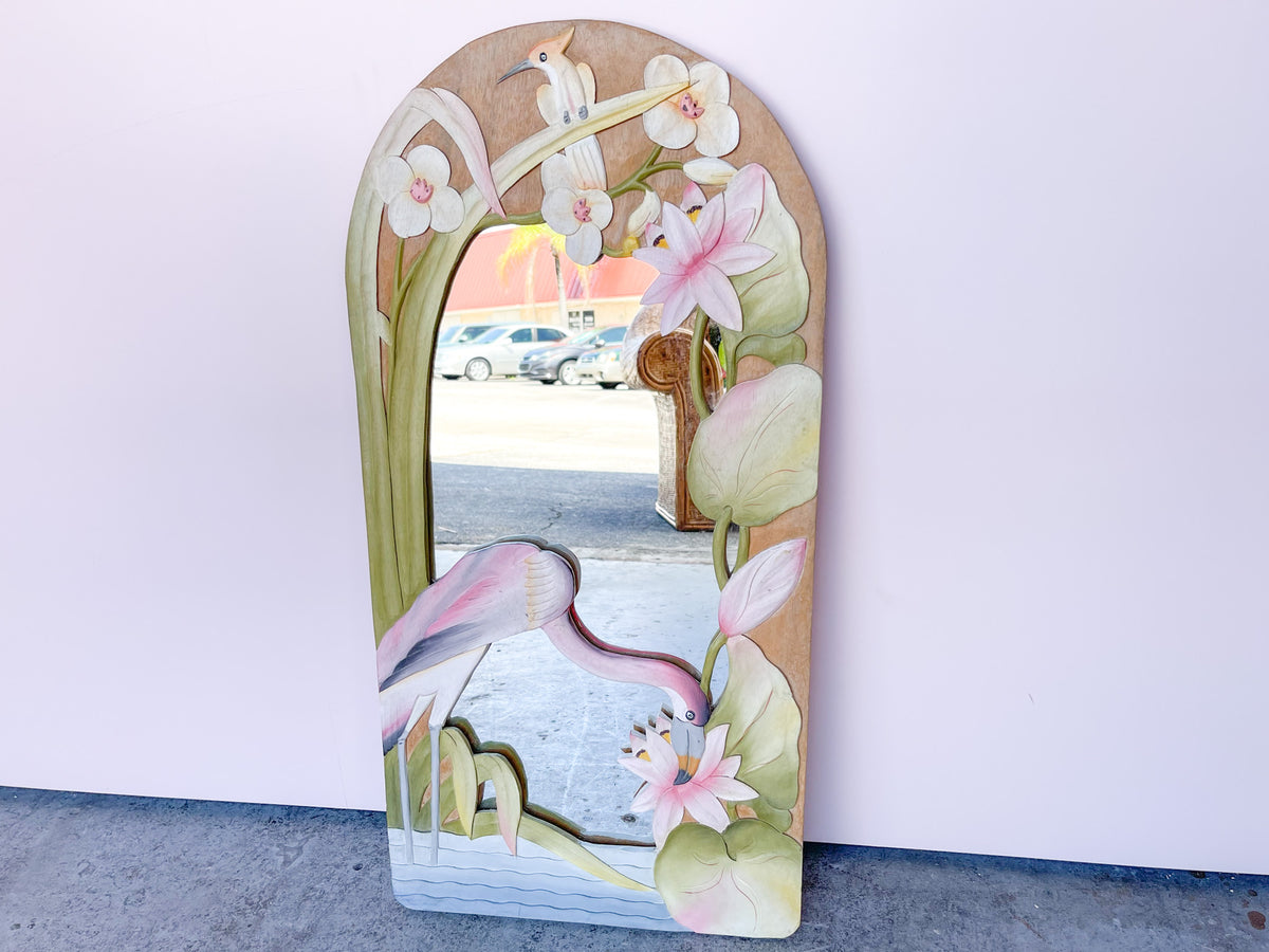 Old Florida Hand Painted Flamingo Mirror