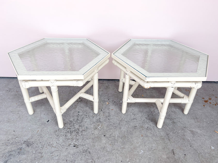 Pair of Rattan Ficks Reed Side Tables