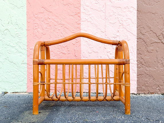 Large Coastal Rattan Magazine Rack