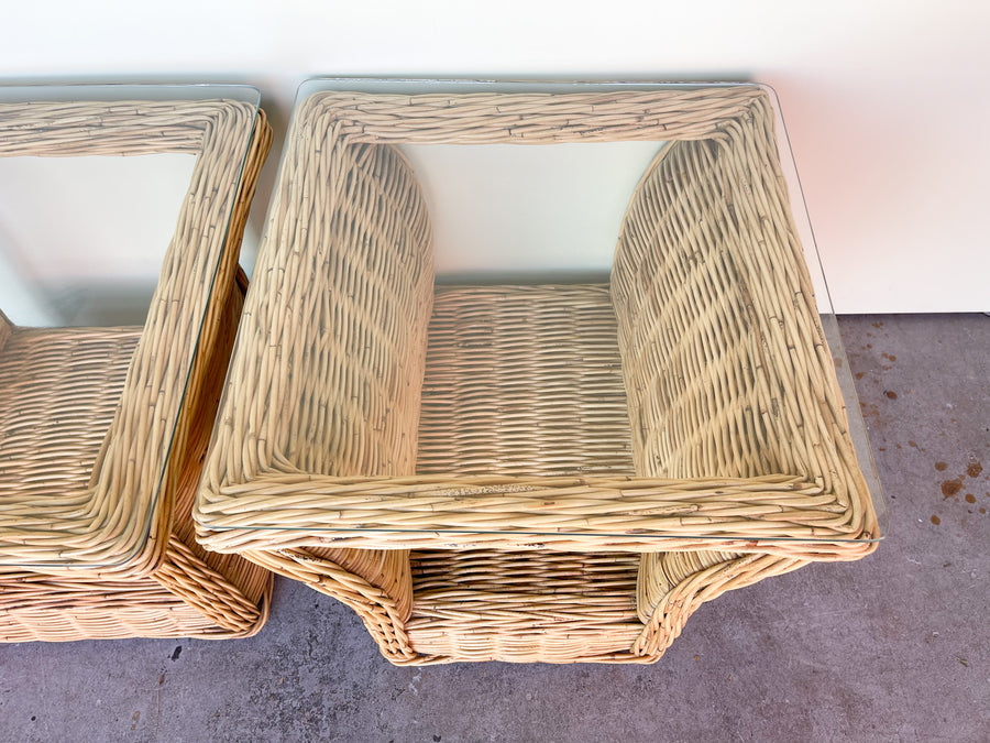 Pair of Island Style Rattan Side Tables