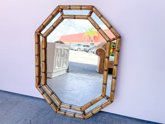 Faux Bamboo Octagon Mirror