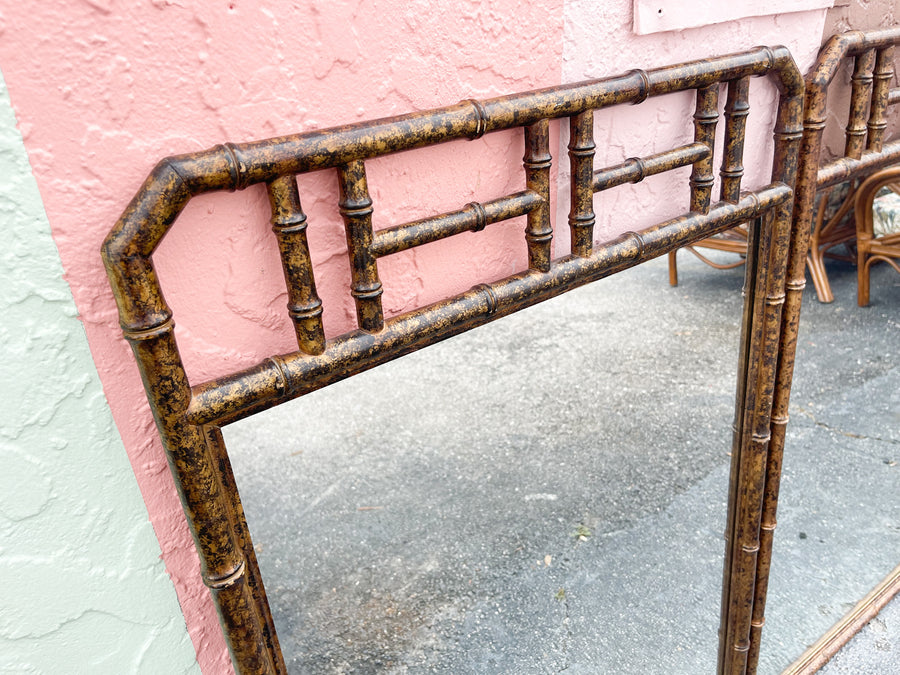 Pair of Faux Bamboo Tortoiseshell Mirrors