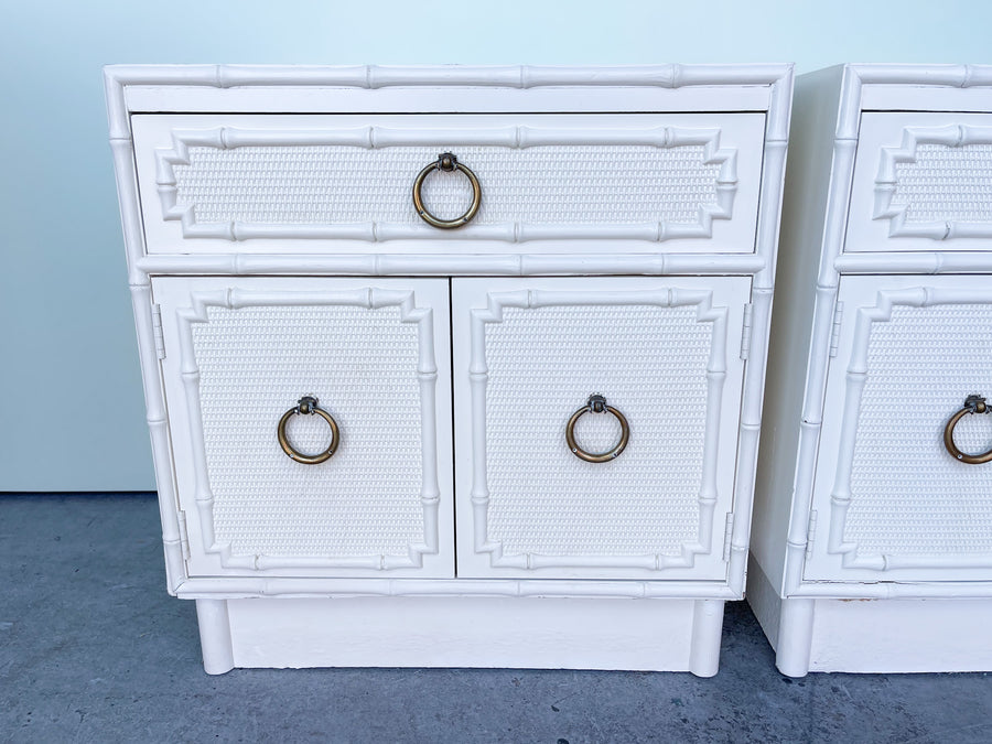 Pair of Faux Bamboo Omega Nightstands