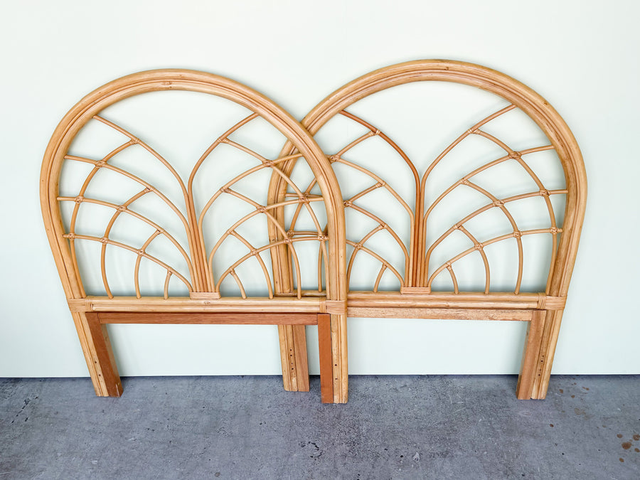 Pair of Arch Rattan Twin Headboards