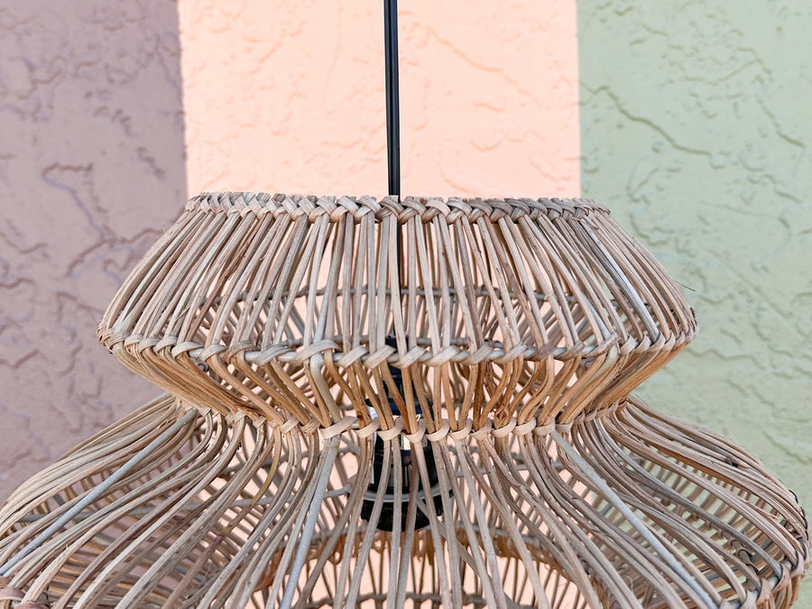 70s Chic Rattan Chandelier
