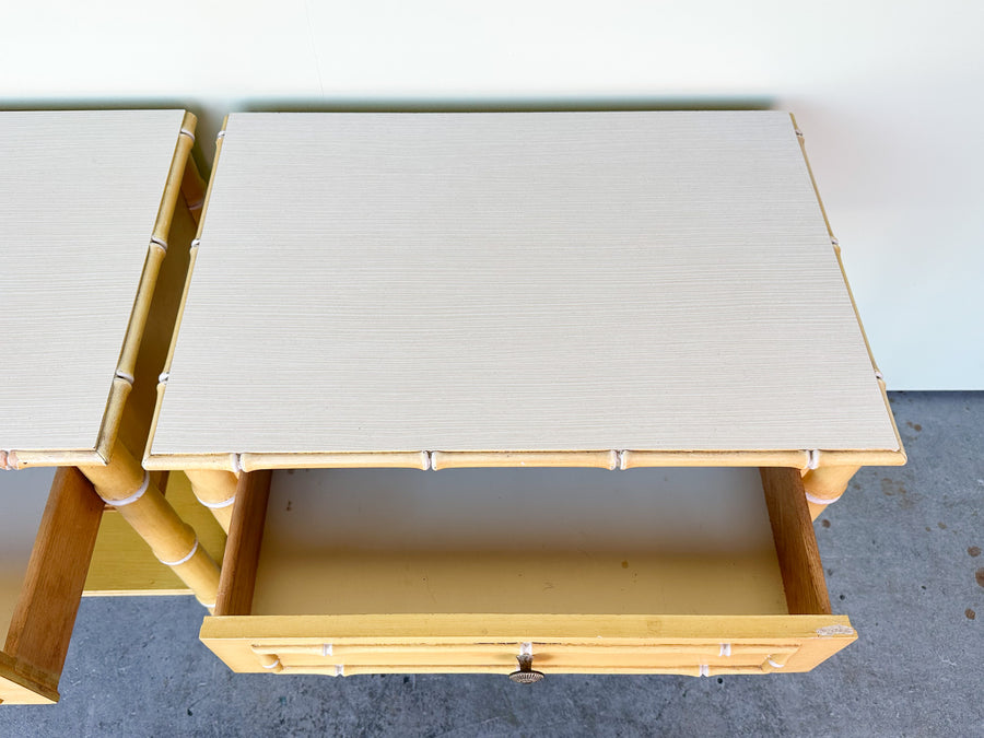 Pair of Faux Bamboo Thomasville Nightstands