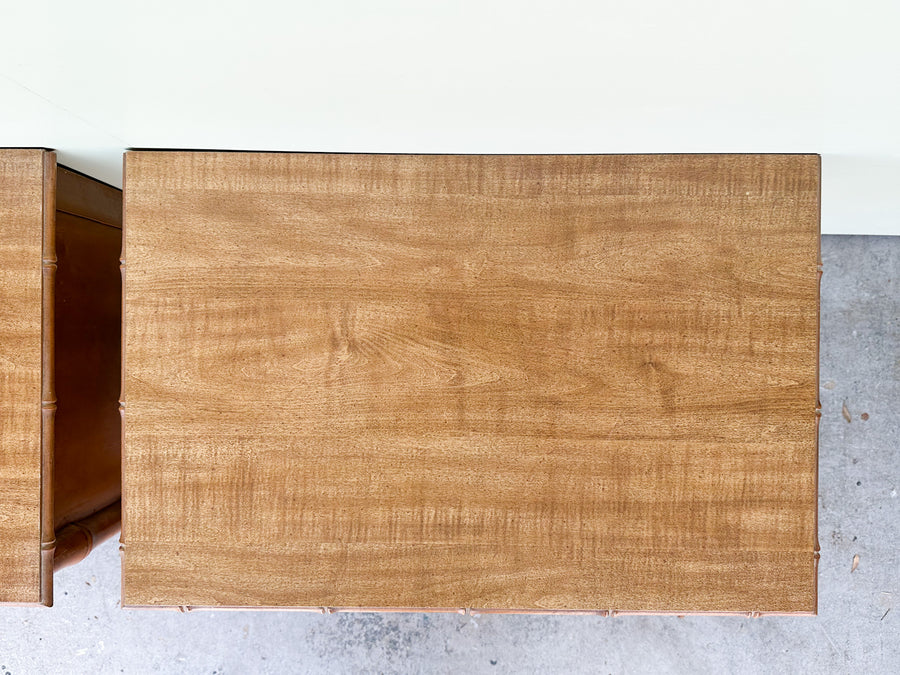 Pair of Palm Beach Faux Bamboo Nightstands