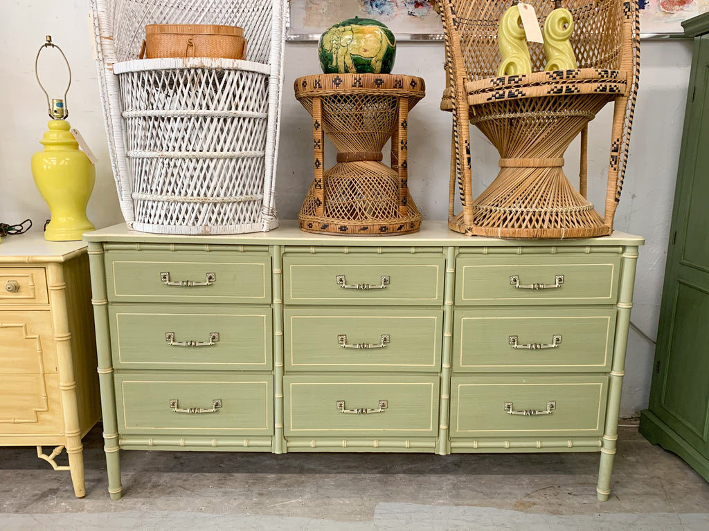Green Faux Bamboo Dresser