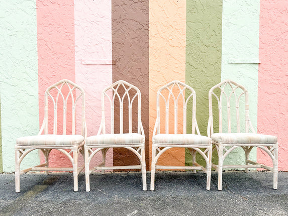 Set of Four McGuire Style Cathedral Dining Chairs