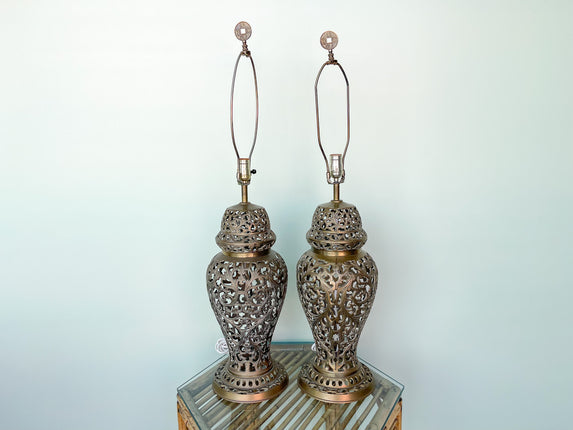 Pair of Brass Pierced Lamps