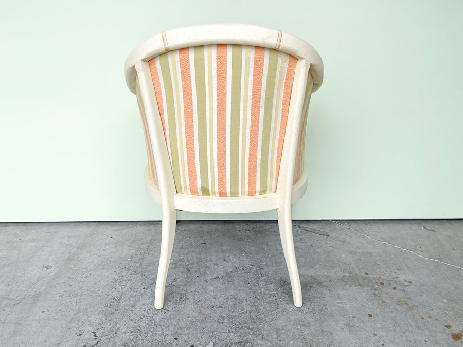 Upholstered Striped Faux Bamboo Chair