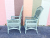 Pair of Seafoam Rattan Side Chairs