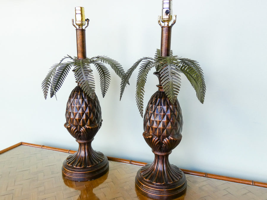 Pair of Pineapple Tole Lamps